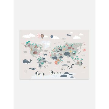 POSTER POSTERY ANIMAL WORLD MAP 50x70CM