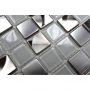 MOSAIK SQUARE CRYSTAL/STEEL MIX WHITE CLEAR PRIS PER ARK