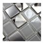 MOSAIK SQUARE CRYSTAL/STEEL MIX WHITE CLEAR PRIS PER ARK