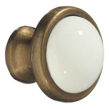 KNOPP BESLAGSBODEN BA430 38MM ANTIK MÄSSING/VIT