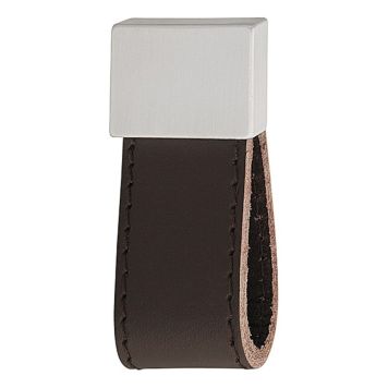 HANDTAG ROSTFRITT STÅL LÄDER 30X66MM