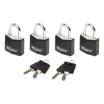 HÄNGLÅS MASTERLOCK 9120EURQBLKNOP SVART 4-PACK