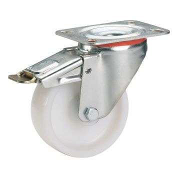 TRANSPORTHJUL 80X30MM VIT VRIDBAR/LÅSBAR