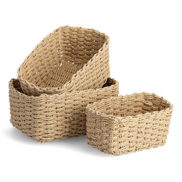 FÖRVARINGSKORG ZELLER FLÄTAD 3-PACK BEIGE
