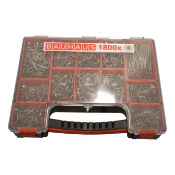 SORTIMENTSLÅDA 1800 DELAR MED TRÄSKRUV