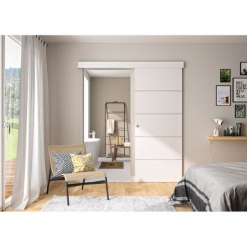 SKJUTDÖRR 2040X830MM VIT M LINJER INKL. SKENA