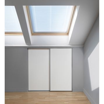 SKJUTDÖRR FÖR SNEDTAK 1200X1200MM VIT/LJUSGRÅ 2-PACK 