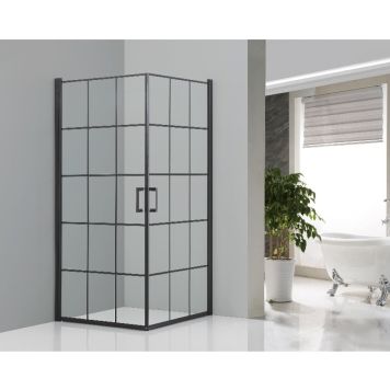 DUSCHHÖRNA NORTIQ KALMAR MED SVART RAM 90X90CM