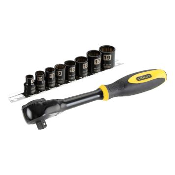 RINGSPÄRRNYCKEL STANLEY 8-19MM 3/8" 9 DELAR 