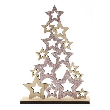 JULEDEKORATION STJÄRNOR 18X26CM ROSA     