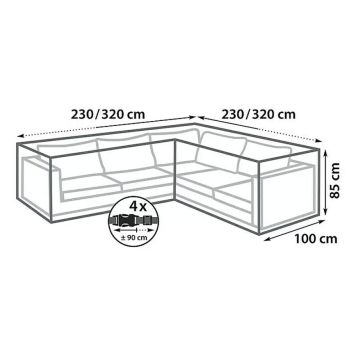 MÖBELÖVERDRAG SUNFUN TILL L-FORMAD LOUNGEGRUPP 85X100X320CM ANTRACIT
