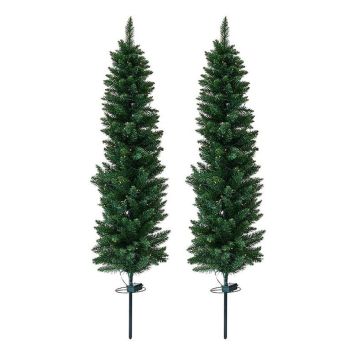 KONSTGRAN MED BELYSNING 120CM GRÖN 2-PACK 