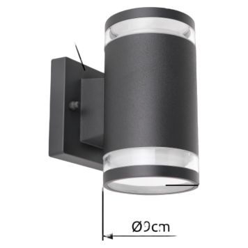 VÄGGLAMPA GLOBO ALCALA IP44 GX53 ANTRACIT 