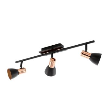 SPOTSKENA EGLO BARNHAM 3LAMPOR LED SVART/KOPPAR