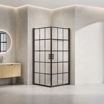 DUSCHHÖRNA NORTIQ KALMAR MED SVART RAM 90X90CM