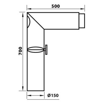 RÖRBÖJ ADURO 90° MED SPJÄLL OCH RENSLUCKA Ø150MM 