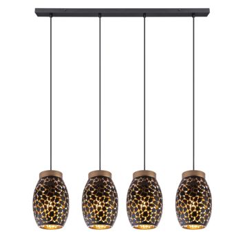 PENDELLAMPA GLOBO NARRI E27 4L GULD/SVART  