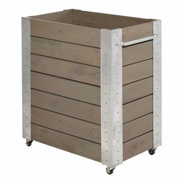 PLANTERINGSLÅDA PLUS CUBIC M/HJUL 87CM GRÅBRUN