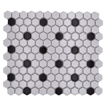  MOSAIK WELSCHEIT HEXAGON WHITE/BLACK MATT 260X300CM PRIS PER ARK