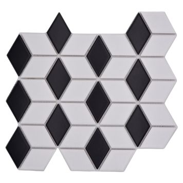 MOSAIK WELSCHEIT DIAMOND WHITE/BLACK MATT 26,6X30,5CM PRIS PER ARK