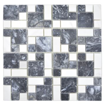MOSAIK WELSCHEIT R2-C2-C3 STONE BLACK/WHITE 30,5X30,5CM PRIS PER ARK          