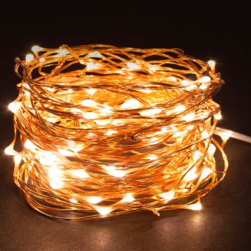 LJUSSLINGA PÅ KOPPARTRÅD LIGHT CREATIONS 120 LED 12M VARMVIT