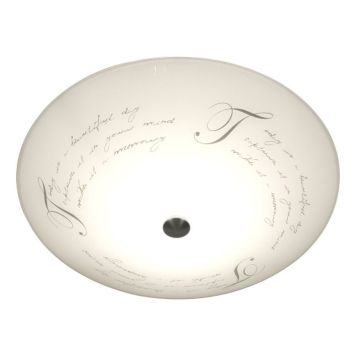 PLAFOND ANETA LIGHTING SKRIFT Ø42CM VIT/STÅL