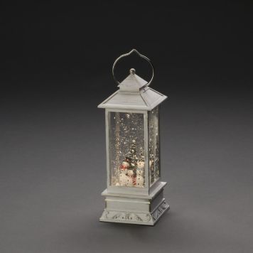 LYKTA KONSTSMIDE VATTENFYLLD SNÖGUBBE BATTERIDRIVEN 27,5CM VIT