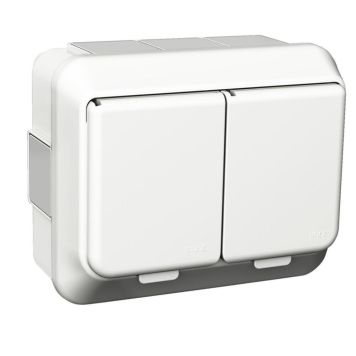 VÄGGUTTAG SCHNEIDER ELECTRIC EXXACT PRIMO 2-VÄG JORDAD MED LOCK UTANPÅLIGGANDE