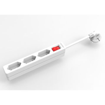 GRENUTTAG VOLTOMAT 3-VÄGS MED STRÖMBRYTARE OJORDAD 1M VIT 