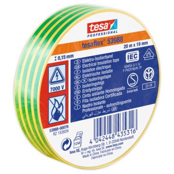 ISOLERINGSTEJP TESA GRÖN/GUL 19MMX20M