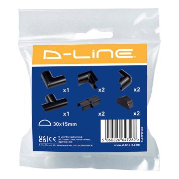 TILLBEHÖRSPAKET D-LINE CLIP-OVER 30X15MM 2M SVART
