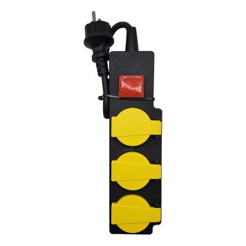 GRENUTTAG VOLTOMAT SVART 3-VÄGS JORDAD IP44