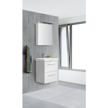 TVÄTTSTÄLLSSKÅP SCANBAD MULTO GRUND MED UTSKÄRNING FÖR VÄGGAVLOPP VIT MATT 50CM