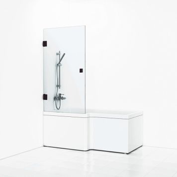 BADKARSVÄGG SVEDBERGS 180° 81CM SVART MATT/KLARGLAS