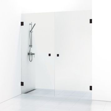 DUSCHVÄGG SVEDBERGS 180° DUBBELNISCH SVART/KLARGLAS 160CM