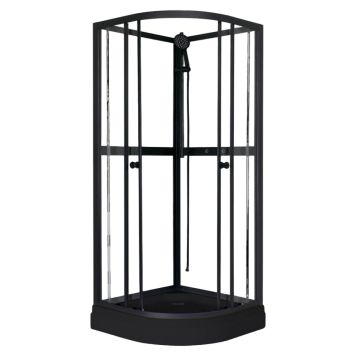 DUSCHKABIN SUNWIND AURORA RUND 80X80X195CM SVART 