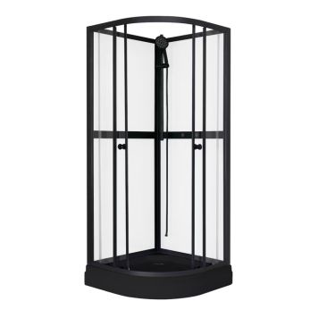 DUSCHKABIN SUNWIND AURORA RUND 80X80X195CM SVART 