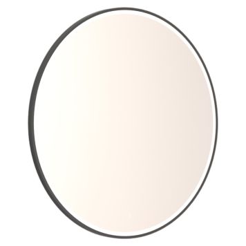 SPEGEL SCANBAD SHINE MED BELYSNING SVART Ø90CM