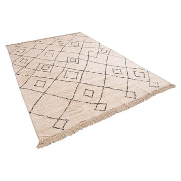 BOMULLSMATTA CASABLANCA 190X290CM ELFENBENSVIT/MÖRKGRÅ