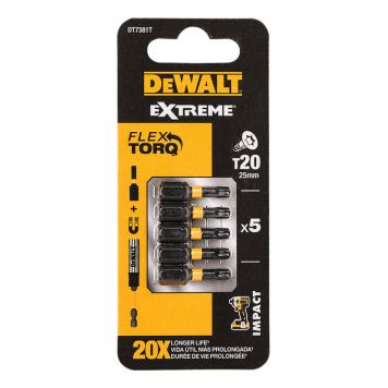 TORSIONBITS DEWALT T20 25MM 5ST
