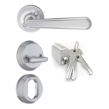 LÅSSATS BESLAGSBODEN B152M BORSTAD KROM UTAN LÅSHUS