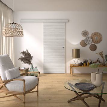 SKJUTDÖRR BILBAO 2040X830MM LJUSGRÅ INKL. SKENA