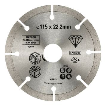 DIAMANTKAPSKIVA STANLEY BETONG 115X22MM