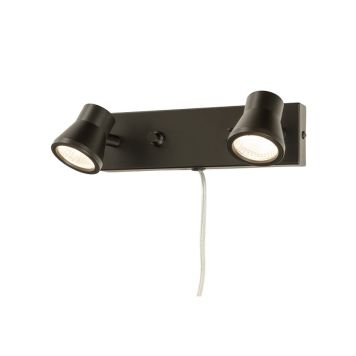 VÄGGLAMPA ANETA LIGHTING PLUTO DUBBEL LED DIMBAR SVART