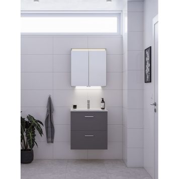 BADRUMSMÖBEL CAMARGUE ARK MED SPEGELSKÅP GRÅ 60CM