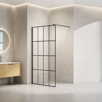 DUSCHVÄGG NORTIQ NEW YORK MED SVART RAM 90CM