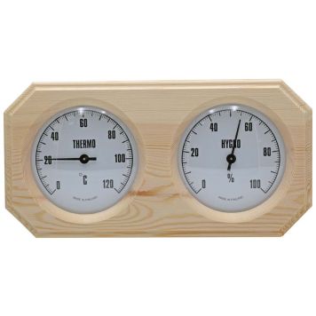 SAUNIA TERMO- OCH HYGROMETER,M 8-KANT 25X12CM FURU