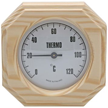 SAUNIA BASTUTERMOMETER, MED GL FURU   13X13CM