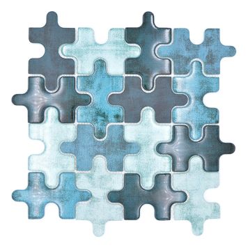 MOSAIK PUZZLE GLAS BLÅ/GRÅ PRIS PER ARK